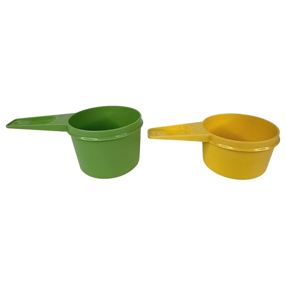 6 Tupperware Measuring Cups Apple Green Harvest Gold Vintage Nesting Set Yellow